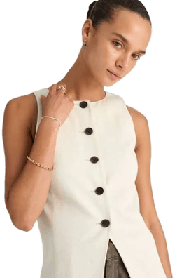Madewell Women's Crewneck Cutaway Vest in Drapey Twill