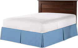 Queen Bed Skirt - Soft Pleated Ruffle Bed Skirt - Easy Fit with 21 Inch Tailored Drop - Hotel Quality Pure Cotton 600 Thread Count Box Pleated Bed Skirt (Queen, Medium Blue)
