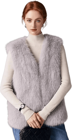Women's Fluffy Faux Fur Vest with Pockets