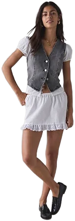 BDG Natasha Denim Button-Front Vest Top Jacket