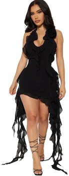 Fashion Nova Applique Sleeveless Mesh V-Neck, s and Roses Mini Dress