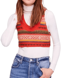 Free People Women's Fields of Fairisle Cropped Sweater Vest