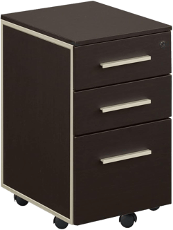 NBF at Work Office Files Pedestal Cabinet - 3 Drawer File Cabinet with Lock - Brown Laminate Office Filing Cabinets - Modern Mobile File Cabinet Document Storage (26" H, Brown)