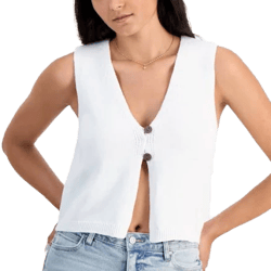 Hooked Up by IoT Juniors' Slub Knit Double-Button Vest