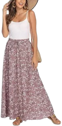 Women's Flowy Elastic Waist Crinkle Maxi Dress