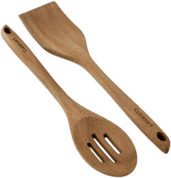 Cuisinart 2pc Acacia Tool Set Natural Wood: Wooden Cooking Utensils, Slotted Spoon & Turner, Hand Wash, Adult Use