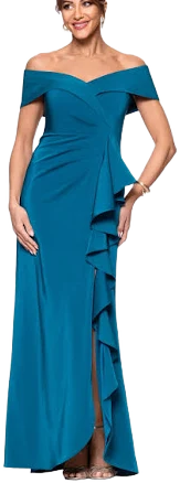 Xscape Women's Off-the-Shoulder Satin Faille Trumpet Gown