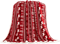 Touchat Red Sherpa Christmas Throw Blanket, Fuzzy Fluffy Soft Cozy Blanket, Fleece Flannel Plush Microfiber Blanket for Couch Bed Sofa (50" X 60", Red Reindeer) Redreindeer 50''x60''