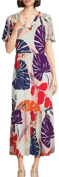 Nurture Leaf Print A-Line Maxi Dress