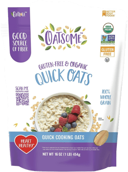 Oatsome Organic Quick Oats, 1lb Bag – Gluten-Free, Whole Grain Oats for Oatmeal, Baking, & Granola Quick Oats 16 Ounce (Pack of 1)