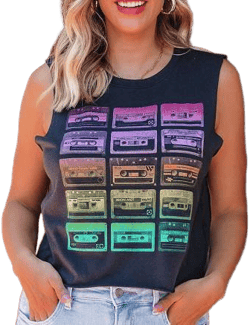 Magnolia Boutique Women's Boho Chic Cassette Tape Tank Top