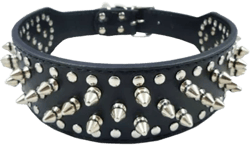 Black Spiked Studded Pure Leather Dog Harness and Collar