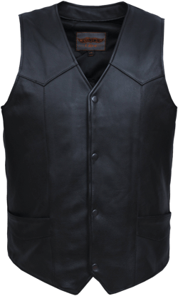UNIK Men's Ultra Snap Front Leather Motorcycle Vest
