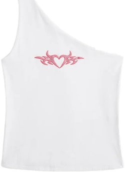 Hollister Women's One-Shoulder Heart Graphic Tank