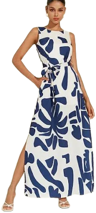 Women's Ador Casual Dress Dress Black White Sleeveless Floral Botanical Print Casual Daily Casual Vacation
