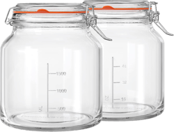 2 Pack 79oz Glass Jar with Lid(2350ML), 0.6 Gallon Mason Jars Wide Mouth with Airtight Lid, Glass Pickle Jar for Food Storage, Cookies, Pickling, Kombucha(Includes 2 Spare Seals)