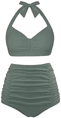 Retro 50s Ruched Super High Waisted Bikini Bottom