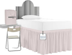 SGI bedding Dorm Bed Skirt Twin XL 28 Inch Drop Length - Warm Grey, Ruffled Pattern College Dorm Room Bed Skirts - Split Corner, Easy Care, Wrinkle Free 1800 Series Microfiber Bed Skirt 05 - Warm Grey Twin XL 28"
