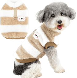 Zunea Dog Sweater Coat for Small Dogs Girl Boy Fuzzy Fleece Winter Jacket Coat with D-Ring Soft Warm Pullover Vest Puppy Clothes Cold Weather Pet Cat Chihuahua Doggie Apparel Brown M Medium brown
