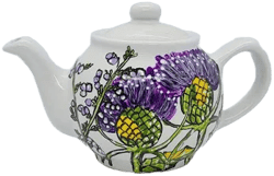 Hand Painted Thistle and Heather Teapot