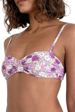 Pali Bikini Top in Bright Floral Orange and Purple