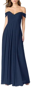 Azazie Empire Off-The-Shoulder Floor-Length Chiffon Bridesmaid Dresses