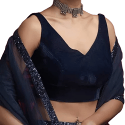 KALKI Sleeveless Leaf Shaped Neckline Blouse