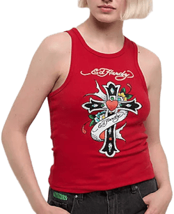 Ed Hardy Women's Cross Rhinestone Rib Tank Top