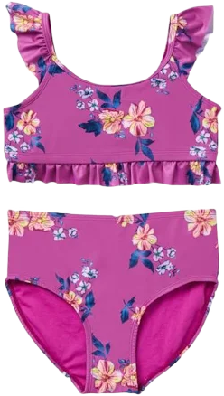 Justice Girls Floral Ruffle Detail Bikini Swimsuit