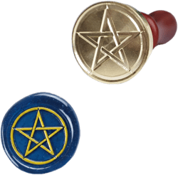 Wax Seal Stamp Set, Wiccan Pagan Sealing Brass Stamper with Wooden Hilt for Letter Envelopes Wedding Invitation Card Gifts (Pentagram)