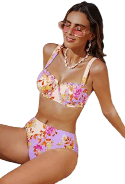 Cupshe Bikini Technicolor Floral Bikini Set
