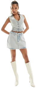Simmi Denim V Neck Collar Vest
