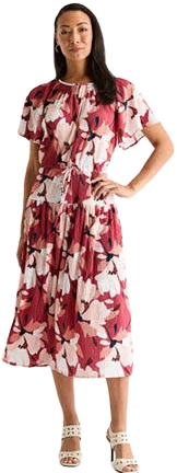 Liz Claiborne Women's Floral A-Line Belted Midi Dress