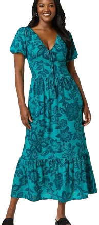 Petite Floral Bubble Sleeve Dress
