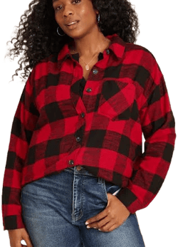 maurices Plus Size Flannel Plaid Boyfriend Tunic Shirt
