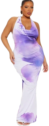 Fashion Nova Vanessa Floral Halter Cowl Neck Maxi Dress
