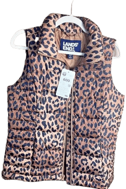 Lands End Women's Cheetah Print Puffer Vest