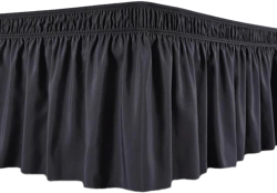 Black Bed Skirts Dust Ruffle for King/California King Size Bed, 15 inch Tailored Drop with Adjustable Elastic Belt, Easy to Install and Clean, Hotel Quality Bedskirt (Black)