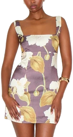 Floral Print Satin Mini Dress