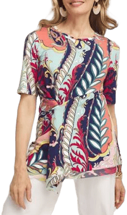 Chico's Women's Touch of Cool Abstract Draped Tunic