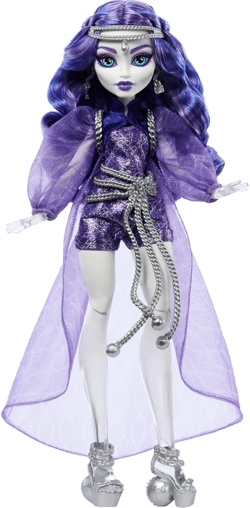 Monster High Spectra Vondergeist Doll with Pet Ferret Rhuen and Accessories Like Backpack, Tablet, Snacks and More