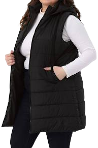 Agnes Orinda Women's Plus Size Quilted Hooded Zip-Up Puffer Vest