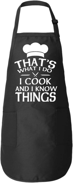 shop4ever That's What I do I Cook and I Know Things Adjustable Strap Cooking BBQ Baking Kitchen Apron with Pockets ~ Funny Gift for GOT Fans ~ (Black)