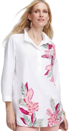 Chico's Women's No Iron Floral Buttonback Tunic
