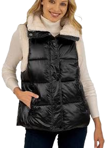 Kensie Women's Faux Sherpa Fur Trim Puffer Vest