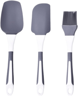 Silicone Spatula Set, Heat-Resistant Spatulas, Kitchen Utensils, Non-Stick Rubber Spatulas Cookware for Cooking, Baking & Mixing Tools 3 Pack (Grey)
