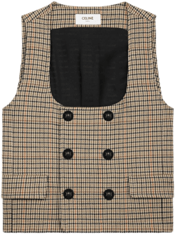 Celine Women's Double-Breasted Houndstooth Wool Vest