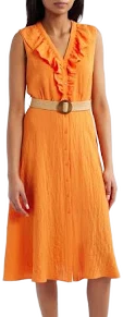 Sam Edelman Sleeveless Ruffle Trim Midi Dress