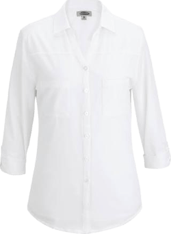 Ladies Hotel Roll-Up Open Neck Comfort Stretch Blouse