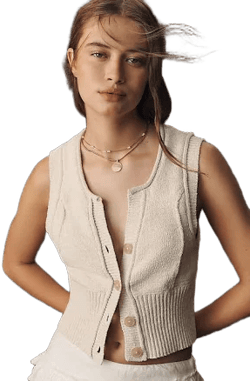 Pilcro Cotton Linen Button-Front Sweater Vest